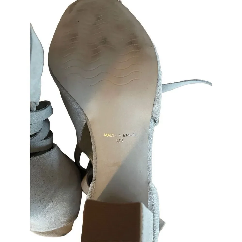 Matisse Womens Gray Suede Ankle Ties Peep Toe Block Heel Sandal Size 9M